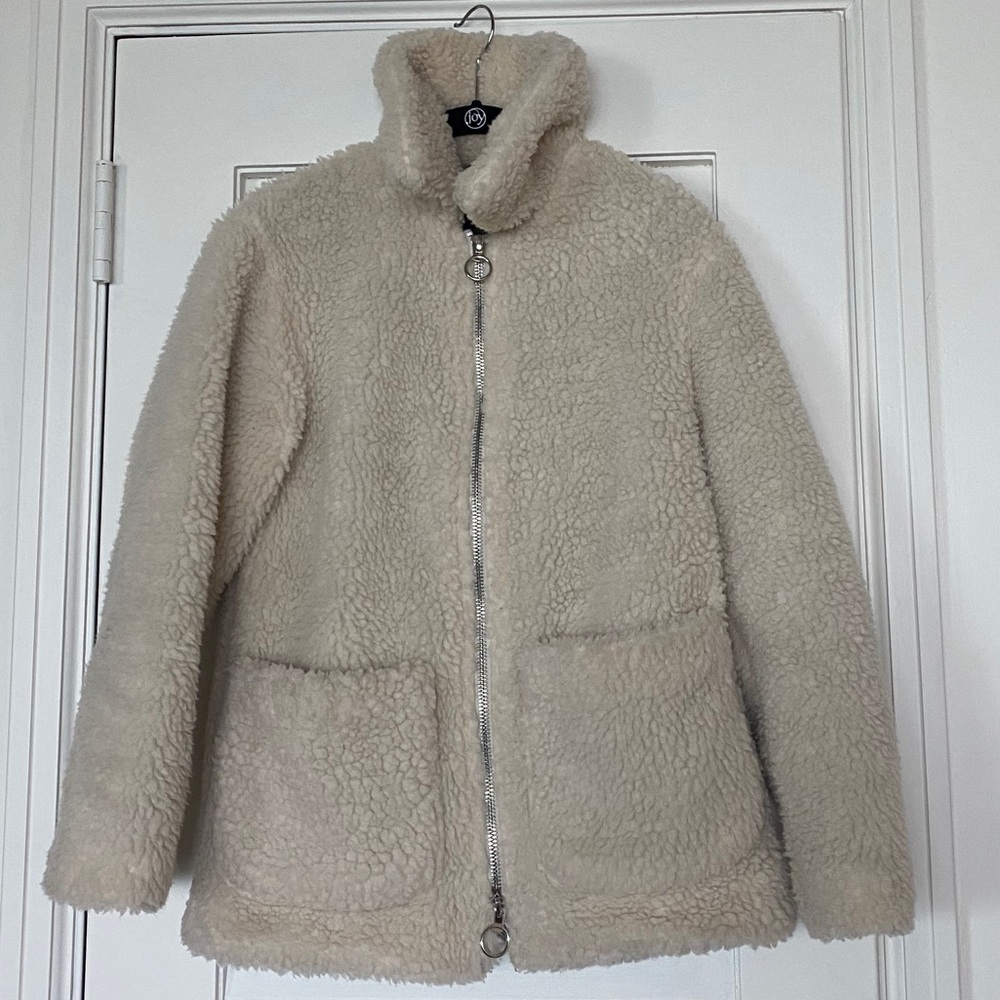 TOPSHOP cream sherpa coat